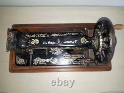 Rare Modèle 1902 Singer 48k Ottoman Main Cran Machine À Coudre R679361