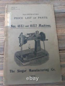 Rare Original 1917 Pique Singer 46k1 Gants Machine À Coudre Avec Livret De Pièces