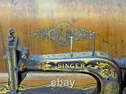 Singer Fiddle Base Sewing Machine Hand Crane Antique Collectionnable
