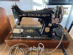 Singer Machine À Coudre Antique Portable Avec Étui