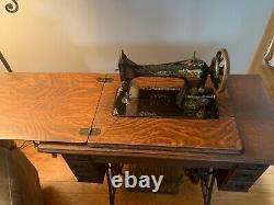 Singer Manual Antique Sewing Machine With Table Model-27 Fabriqué En 1911