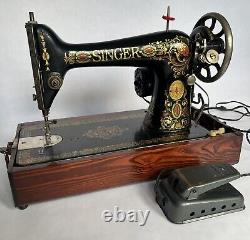 Singer Red Eye Antique Vintage Machine À Coudre Portable Rare Avec Cas
