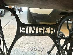 Singer Sewing Machine Début Des Années 1900 27-4 Tiger Oak Cabinet Bande De Roulement Instru Attacher