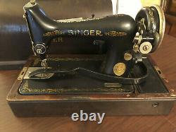 Singer Sewing Machine Vintage Antique Avec Étui Et Clé