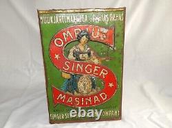 Vieux Singer Antique Sewing Machine Tin. Intricate Et Rare