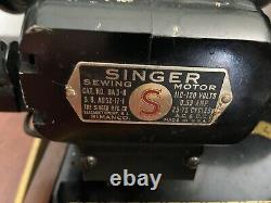 Vintage Antique 1950 Singer Machine À Coudre Avec Boîtier Art Deco! Ouvrages Testés