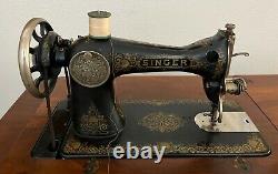 Vintage Antique Singer Machine À Coudre Cabinet De Bureau Pedal Driven Serial G7737181