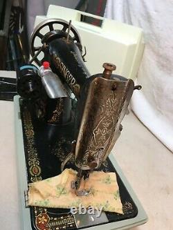 Vtg Antique 1900 Singer Cast Iron Industriel Sewing Machine Boîtier En Plastique