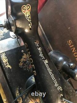 Working 1922 Singer Model 128 Electric Sewing Machine W Pedal Case Black