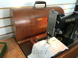Working Antique Singer 99k Electric Portable Couture Machine+bentwood Case